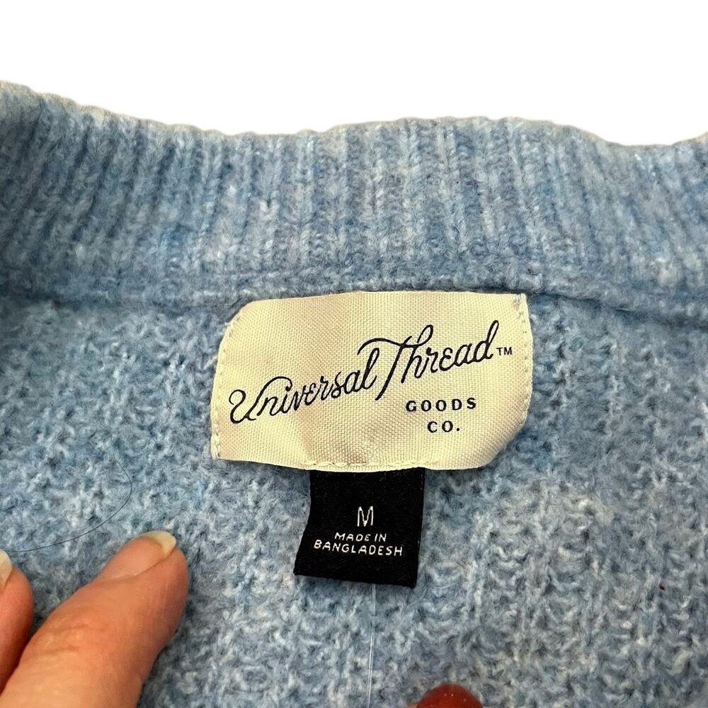 Universal Thread Cable Knit Sweater Medium Blue Crew Neck Pullover Soft Cozy - Picture 6 of 8